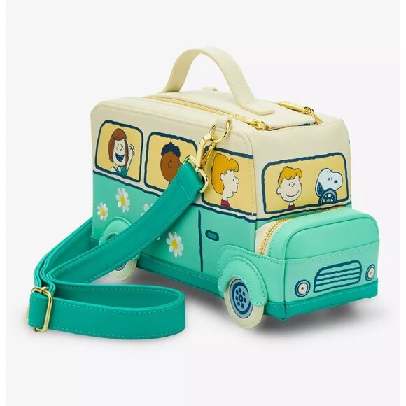 NWT Loungefly Peanuts Gang Road Trip Bus Light‑Up Crossbody Bag - Picture 1 of 4
